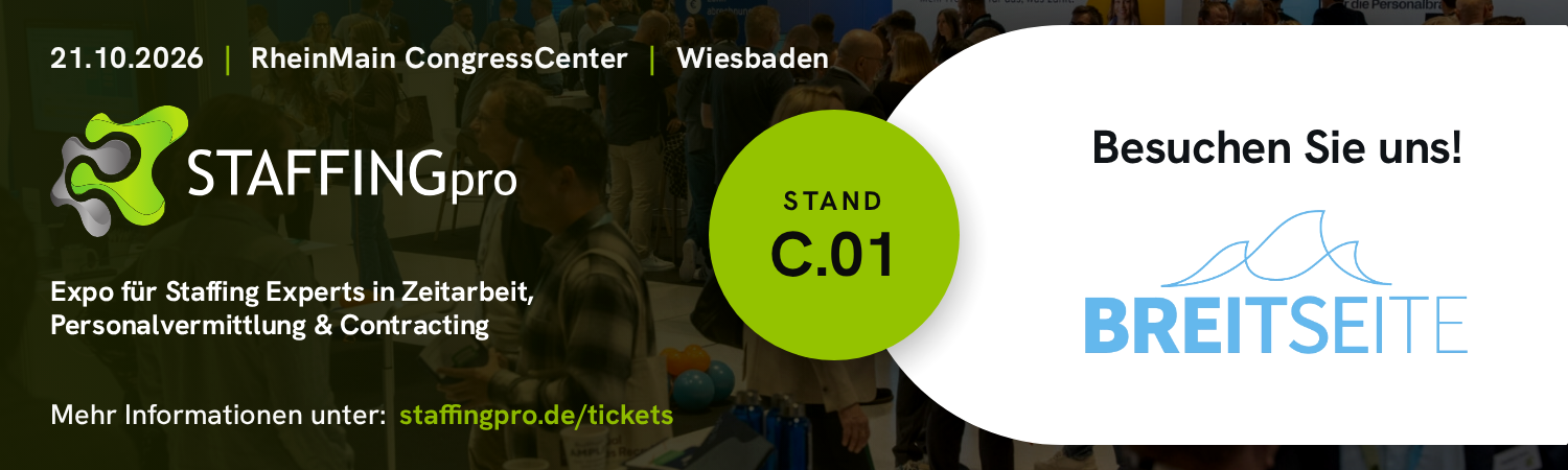 BREITSEITE auf der STAFFINGpro, 21.10.2026, RheinMain CongressCenter Wiesbaden, Stand C.01